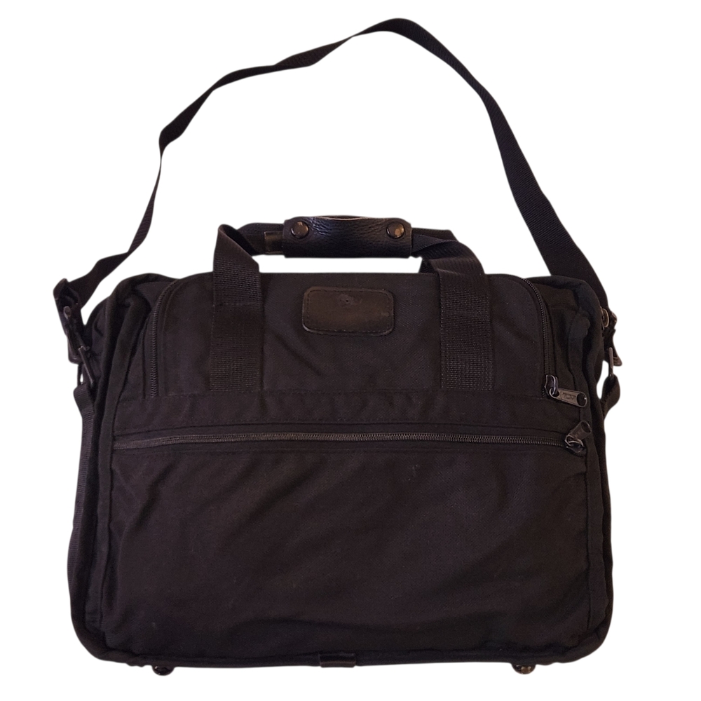 vintage tumi nylon messenger briefcase bag black 17x12x8 expandable